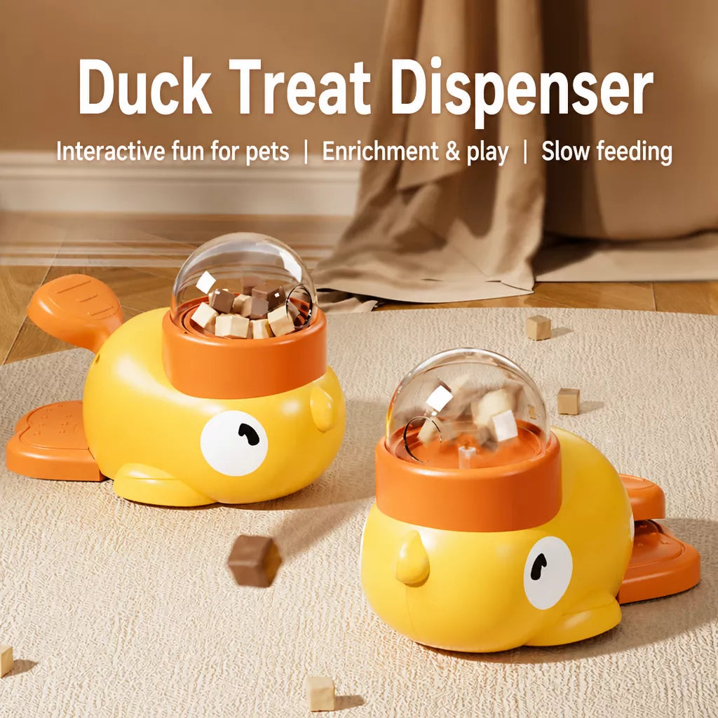 Rotating Duck Treat Dispenser Toy for Cats