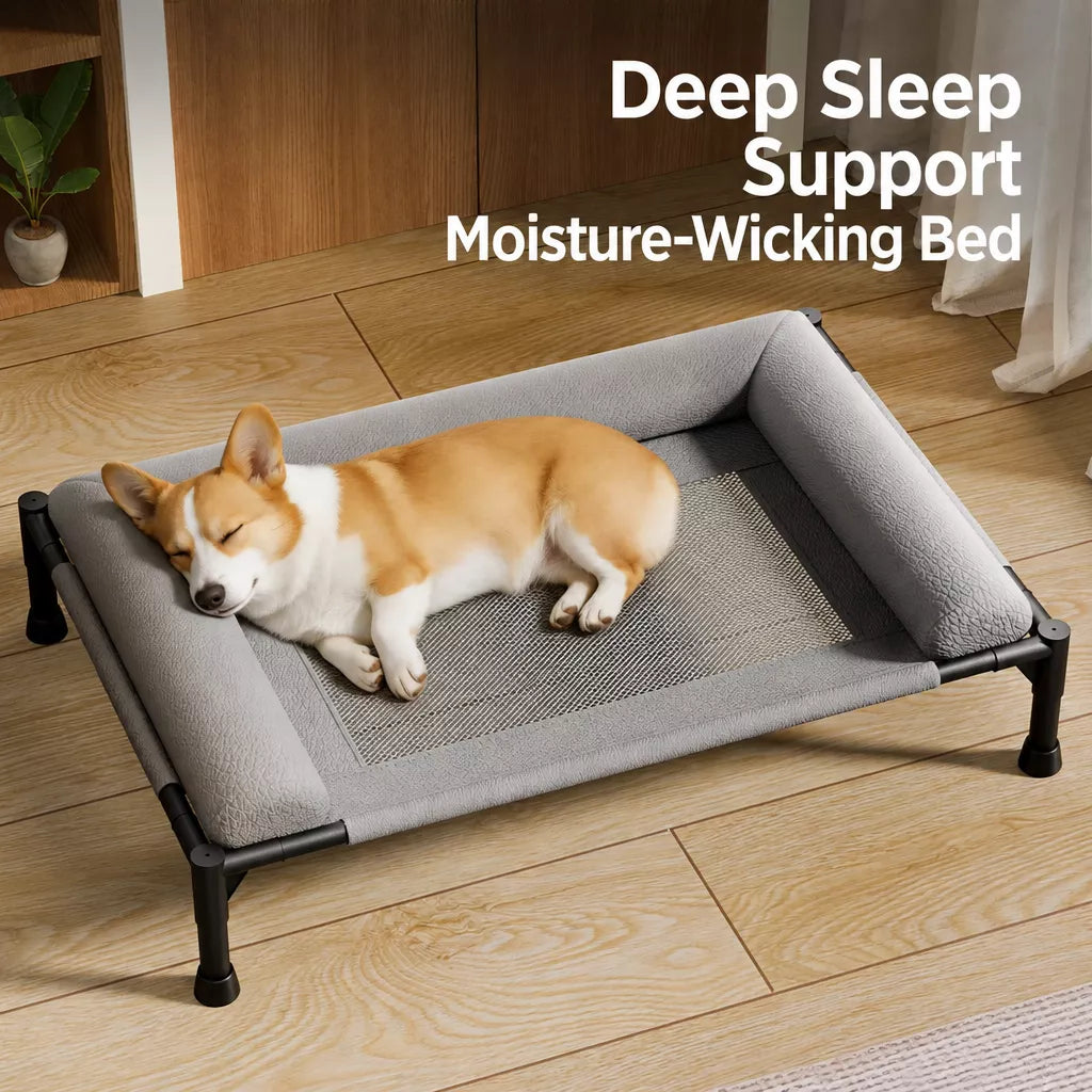 Elevated Faux Leather Dog Bed with Removable, Washable Design