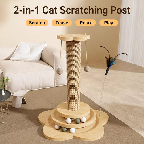 4-in-1 Vertical Cat Scratching Post and Climbing Tower
