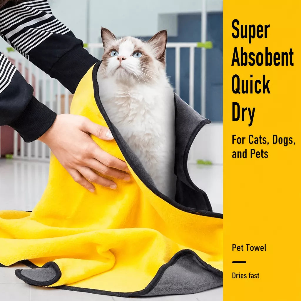 Thick Quick-Dry Pet Bath Towel for Dogs and Cats