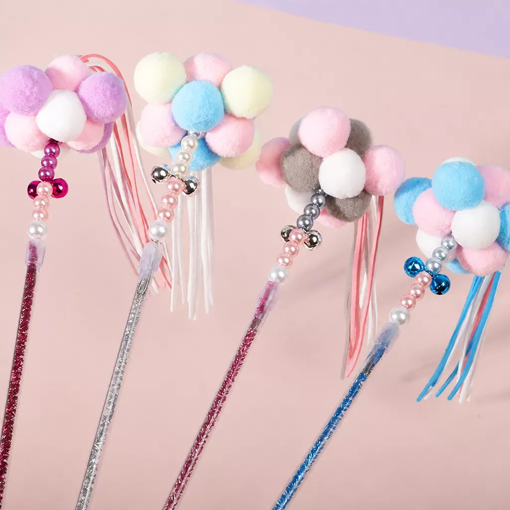 Fairy Cat Teaser Wand with Pom-Pom Toy