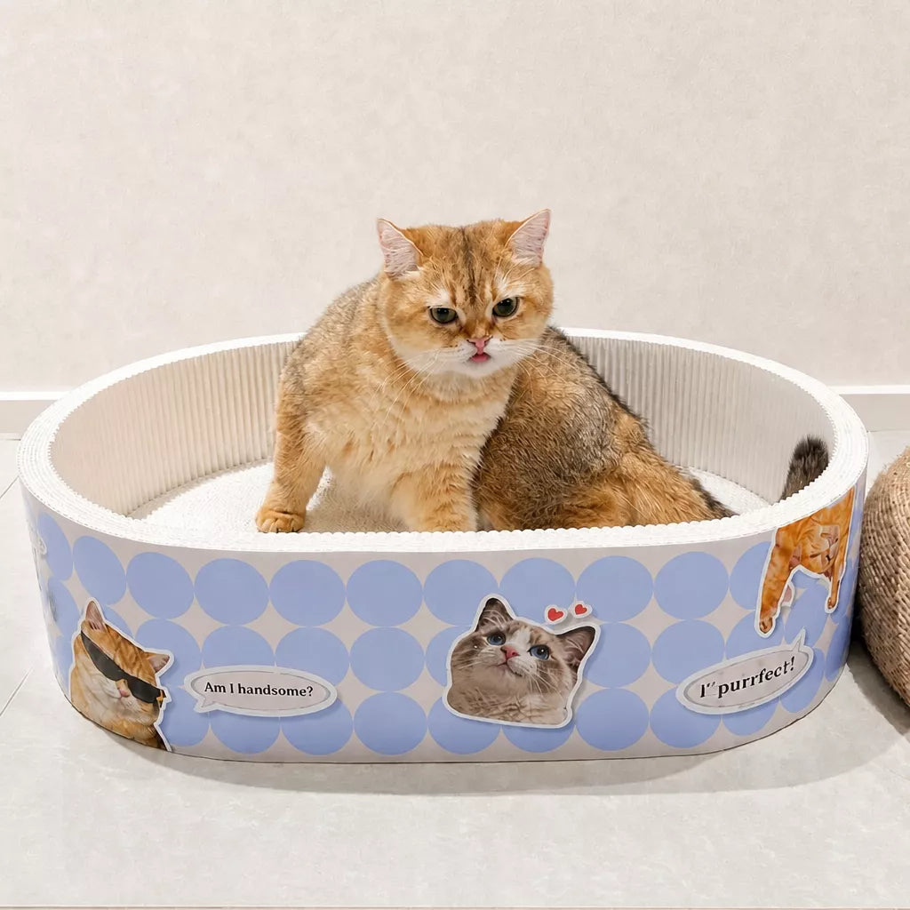 Deep Oval Cardboard Cat Scratcher Bed