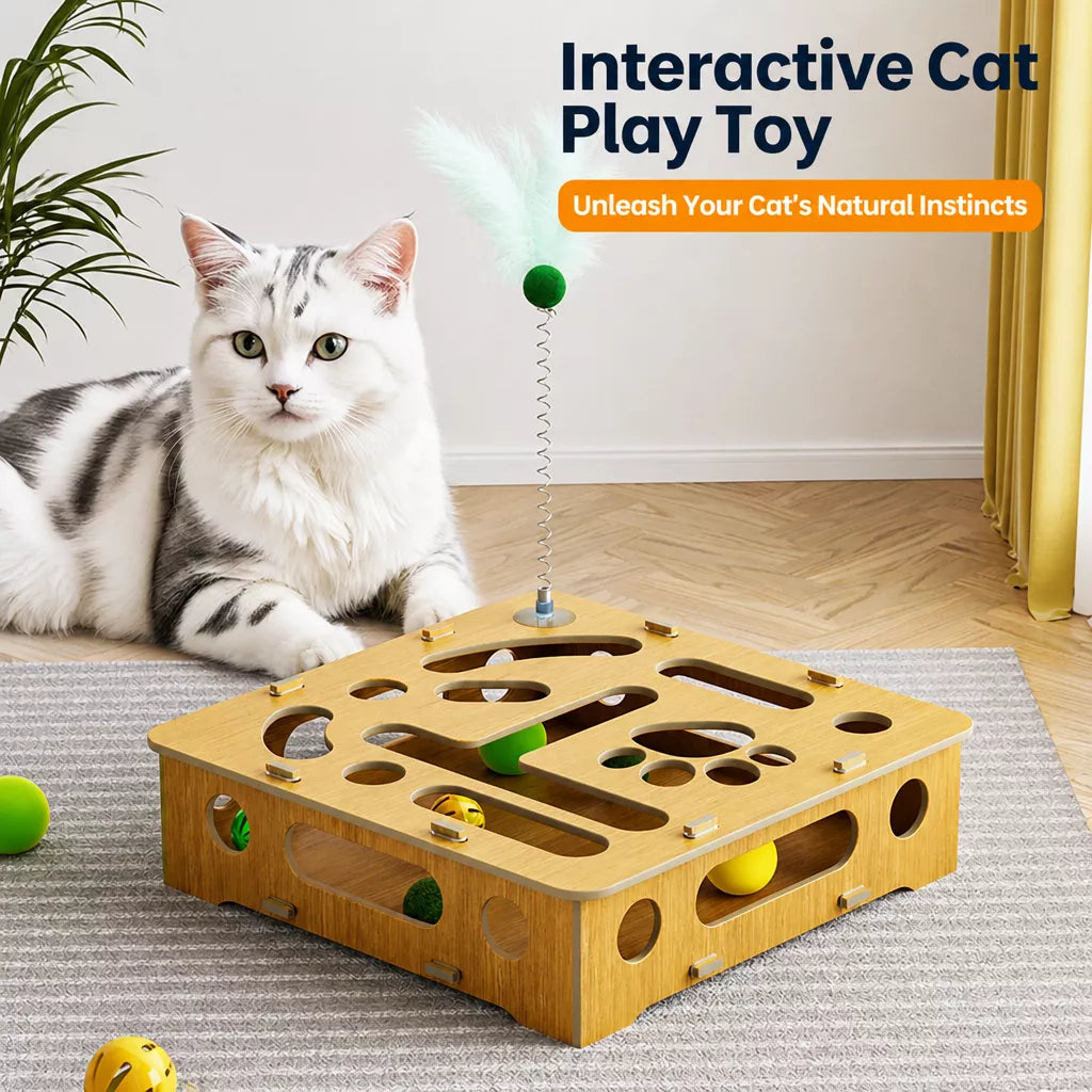Cat Maze Puzzle Toy with Rolling Balls