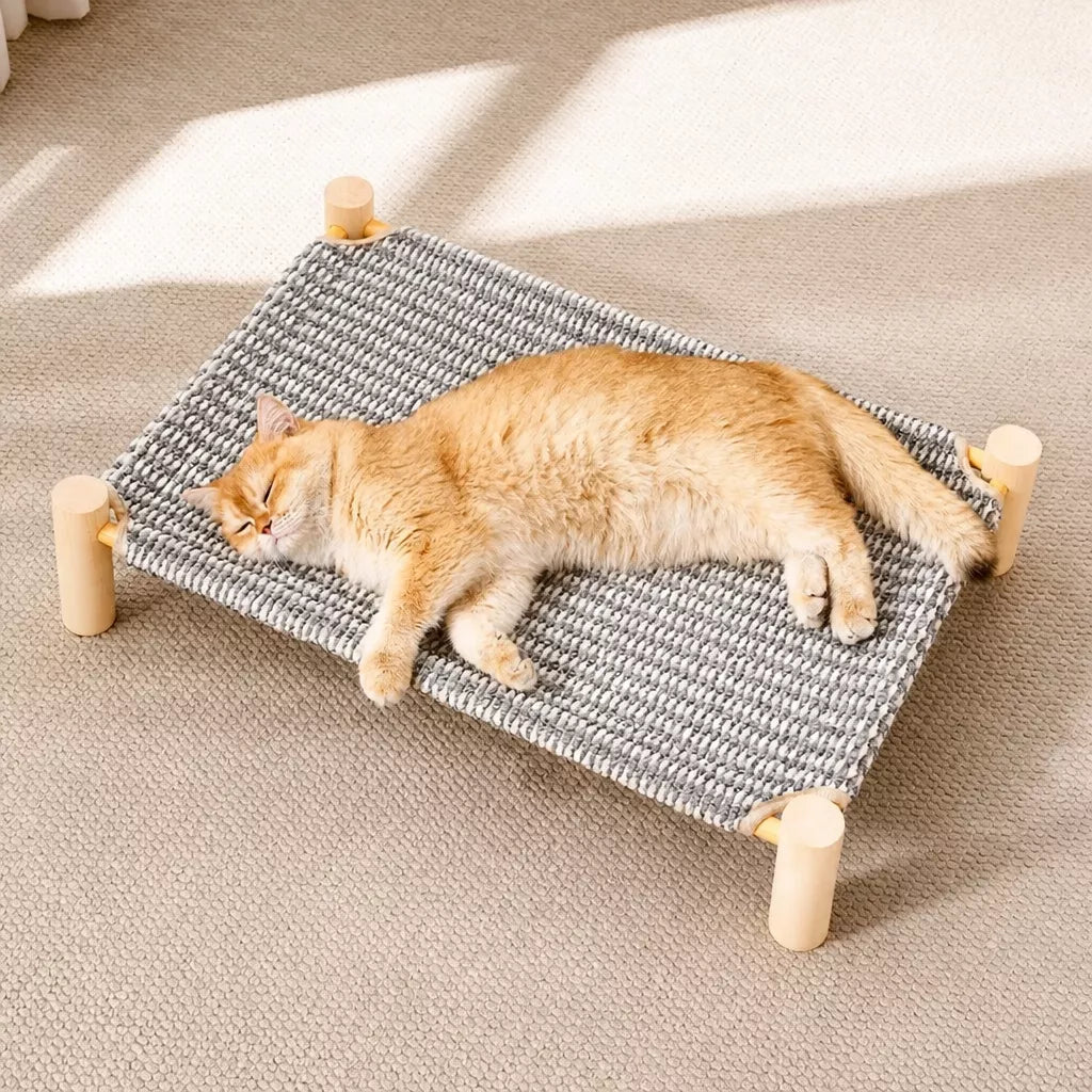 Cot-Style Pet Bed with Scratching Surface
