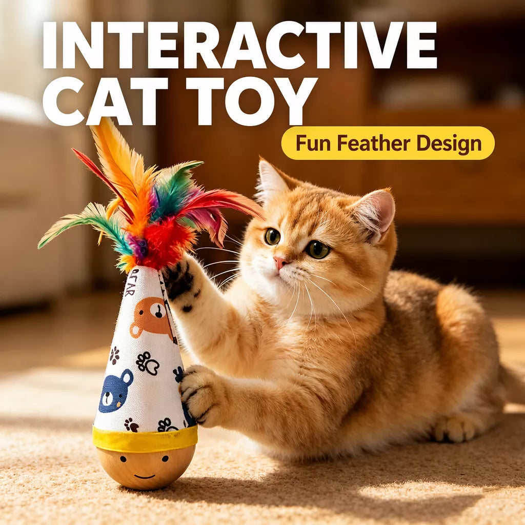 Wobble Cat Toy with Feather Teaser