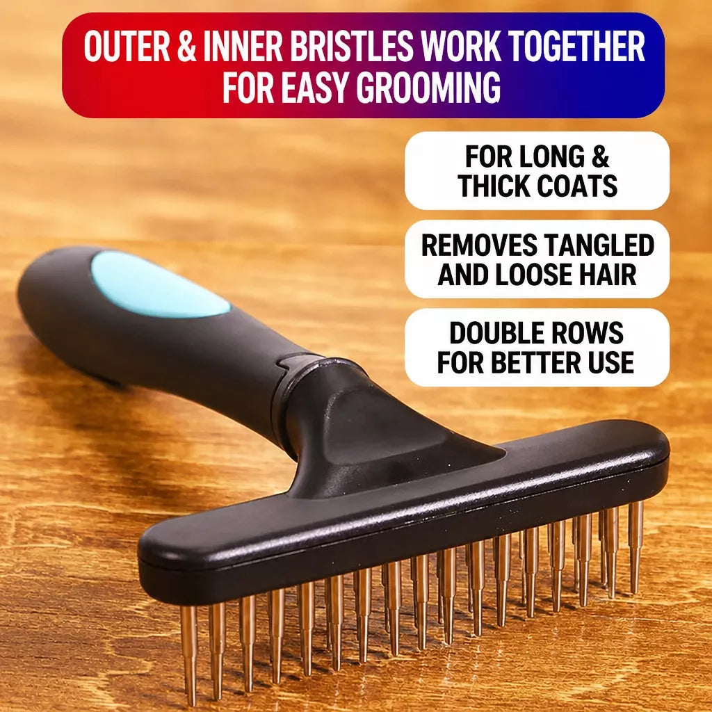 Long-Hair Dog Deshedding Rake Brush