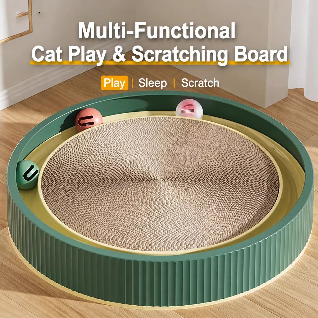 Extra-Large Round Cat Scratcher Lounge with Toy Ball