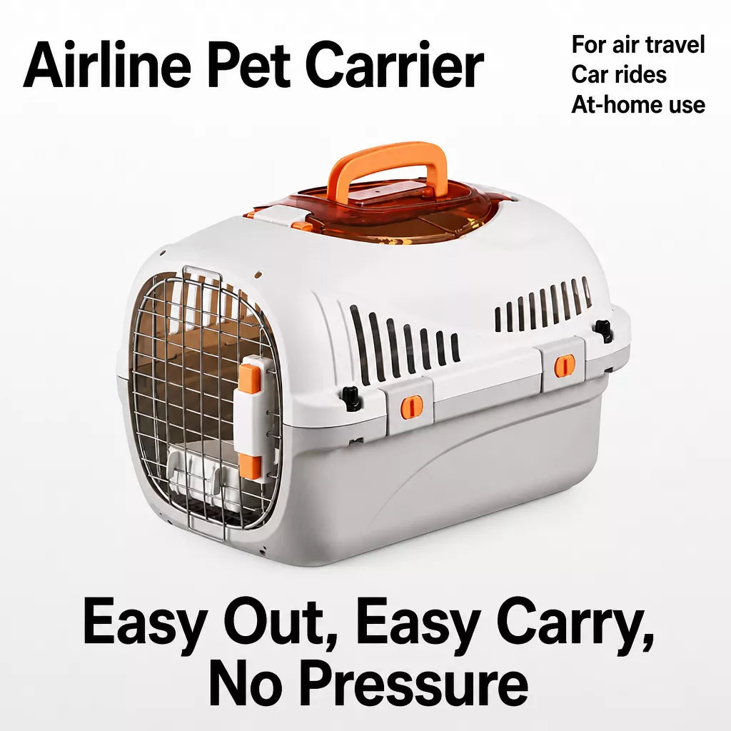 Portable Ventilated Plastic Pet Carrier for Small Dogs and Cats