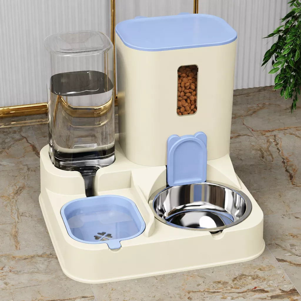Automatic Pet Feeder with Dual Food and Water Bowls