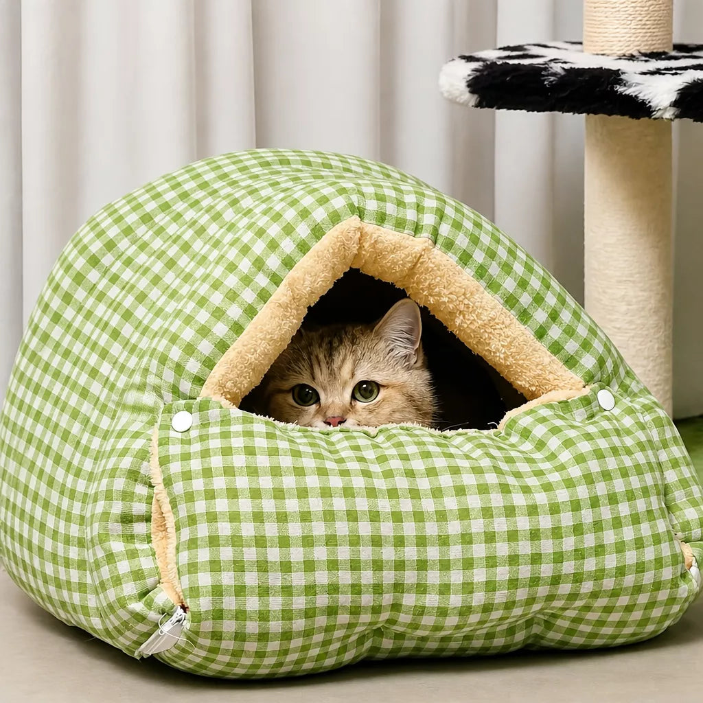 Semi-Enclosed Cat & Small Dog Bed with Removable, Washable Design