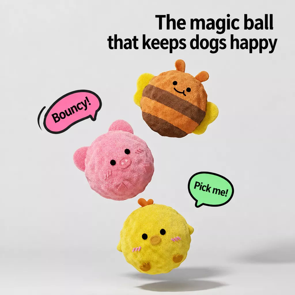Cartoon Spiky Squeaky Ball Dog Toy