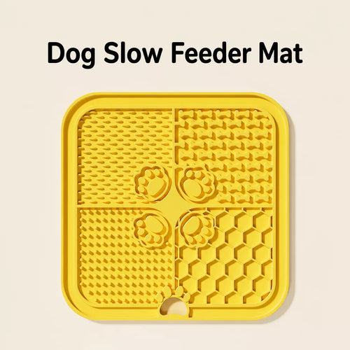 4-Compartment Silicone Lick Mat for Dogs with Scraper, 7.9 × 7.9 in