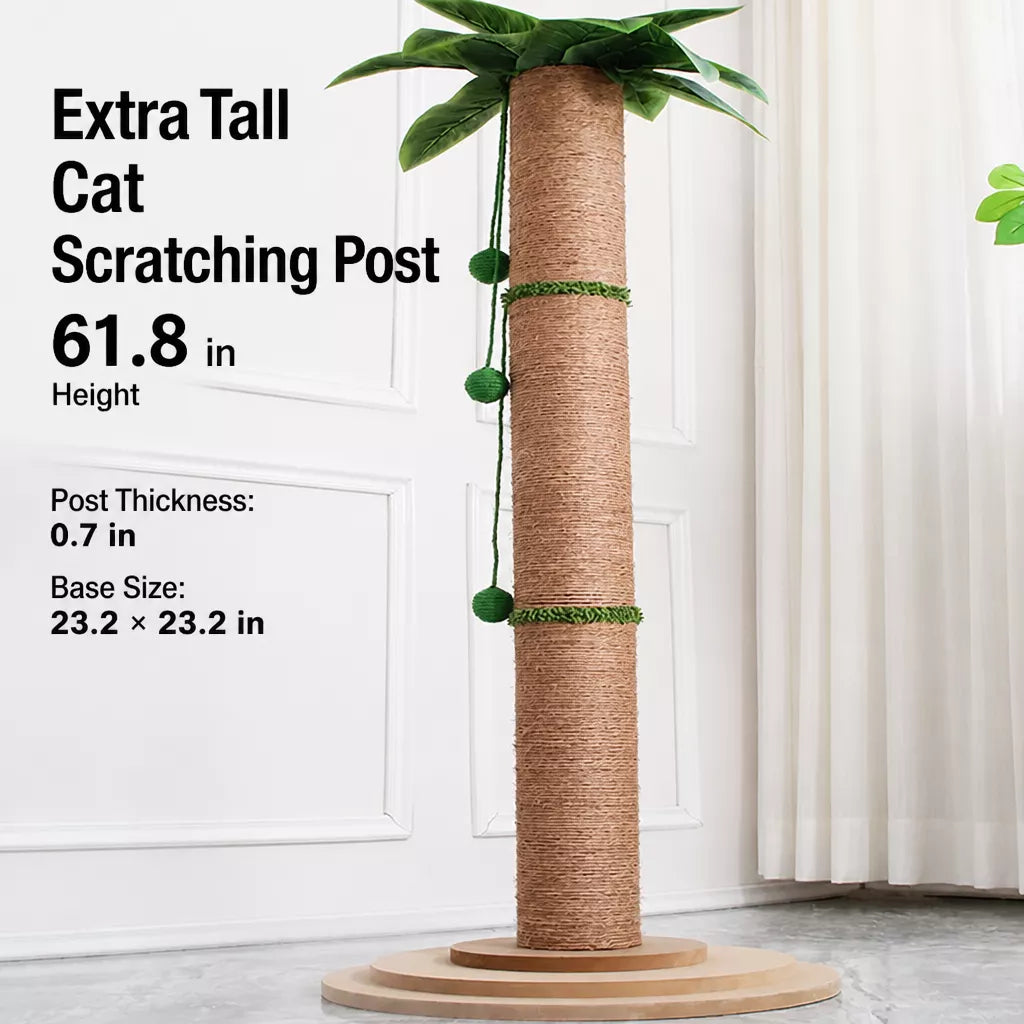 Tall Sisal Cat Scratching Post with Vertical Climbing Design
