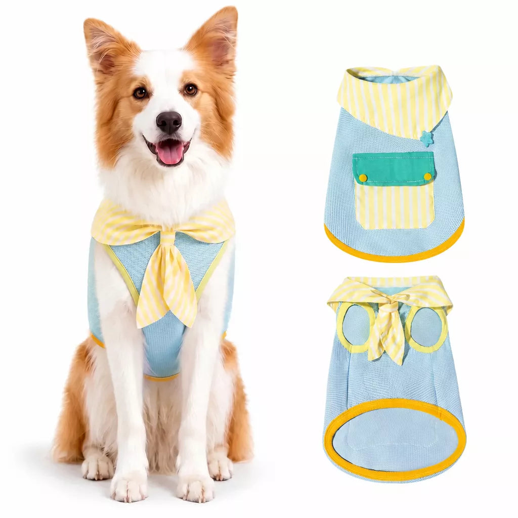 Cotton-Linen Bow Tie Dog Vest
