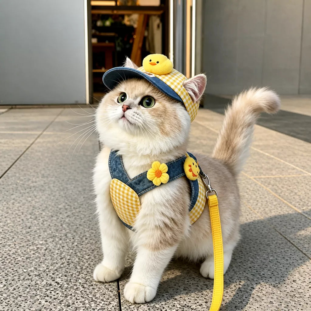 Pet Harness Vest and Hat Sets with Leashes