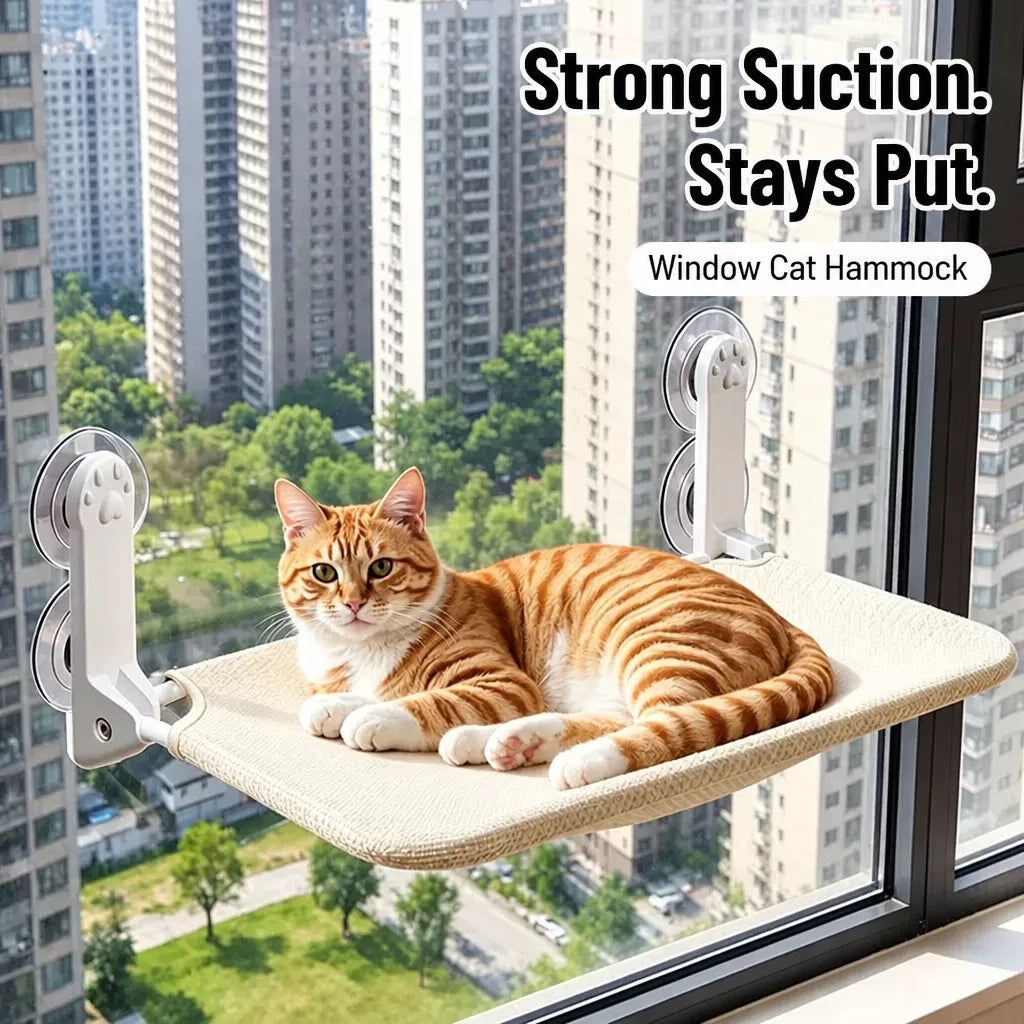 Window-Mounted Cat Hammock Bed with Suction Cups