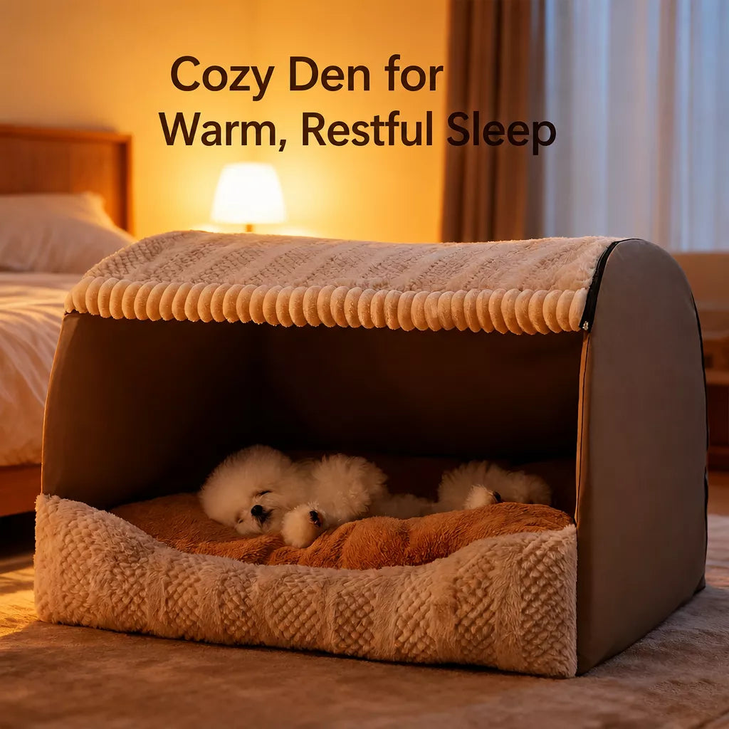 Covered Pet Bed for Dogs and Cats