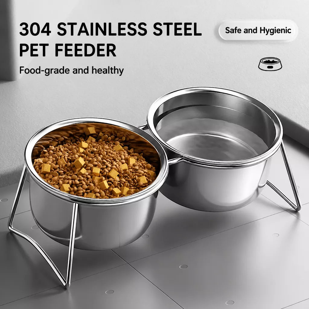Elevated Stainless Steel Pet Bowl Stand for Dogs & Cats