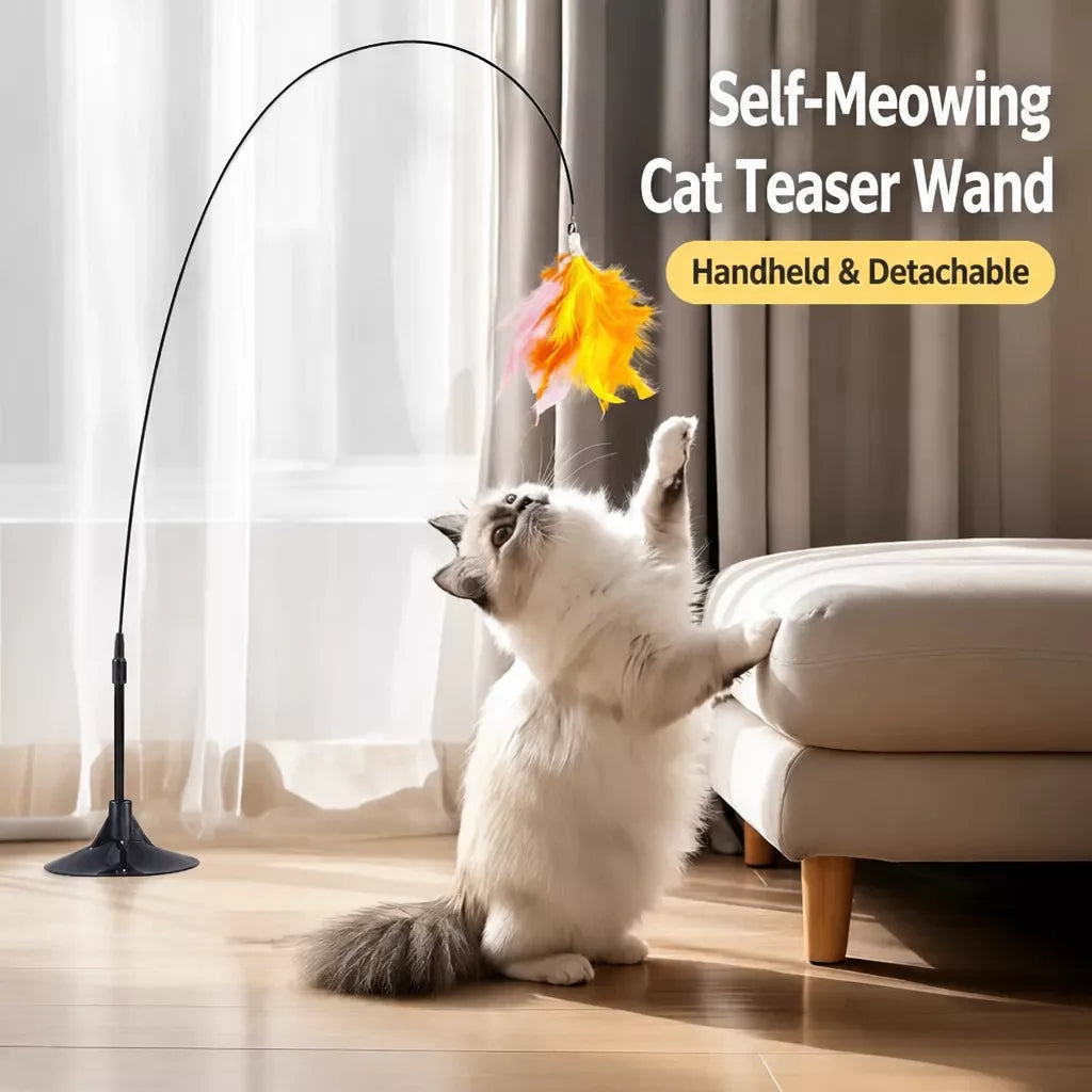Cat Teaser Toy with Suction Cup Base and Wand