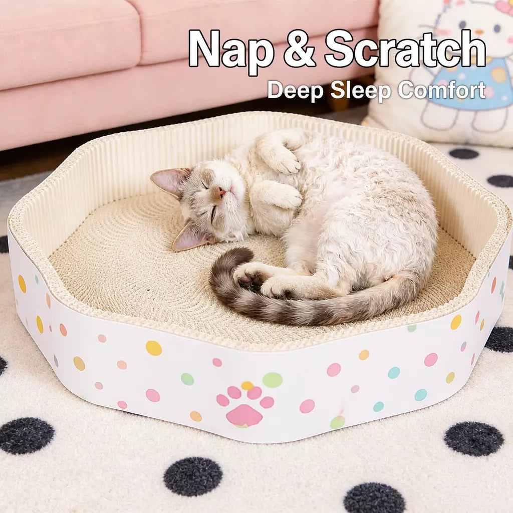 Petal-Shaped Corrugated Cardboard Cat Scratcher Bed