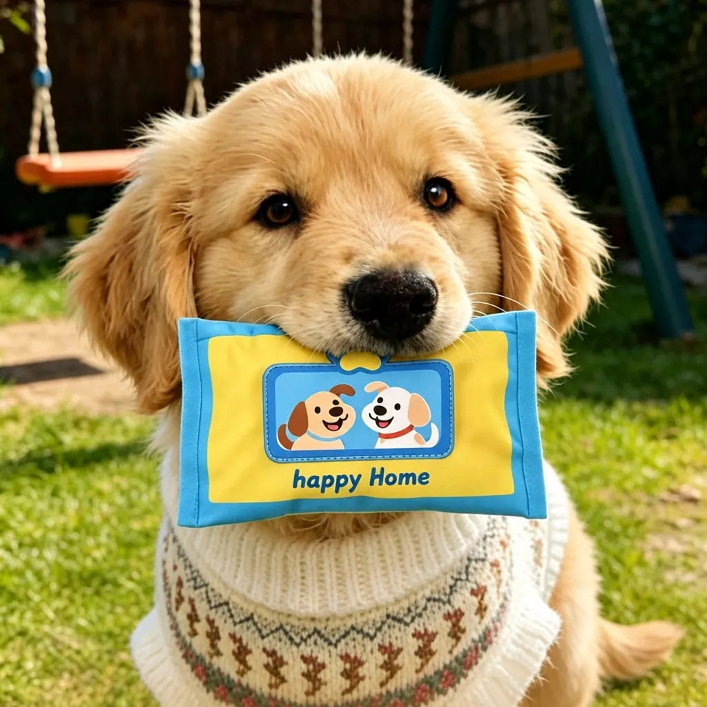 Interactive Tissue-Pulling Dog Toy with Treat Pocket and Squeaker