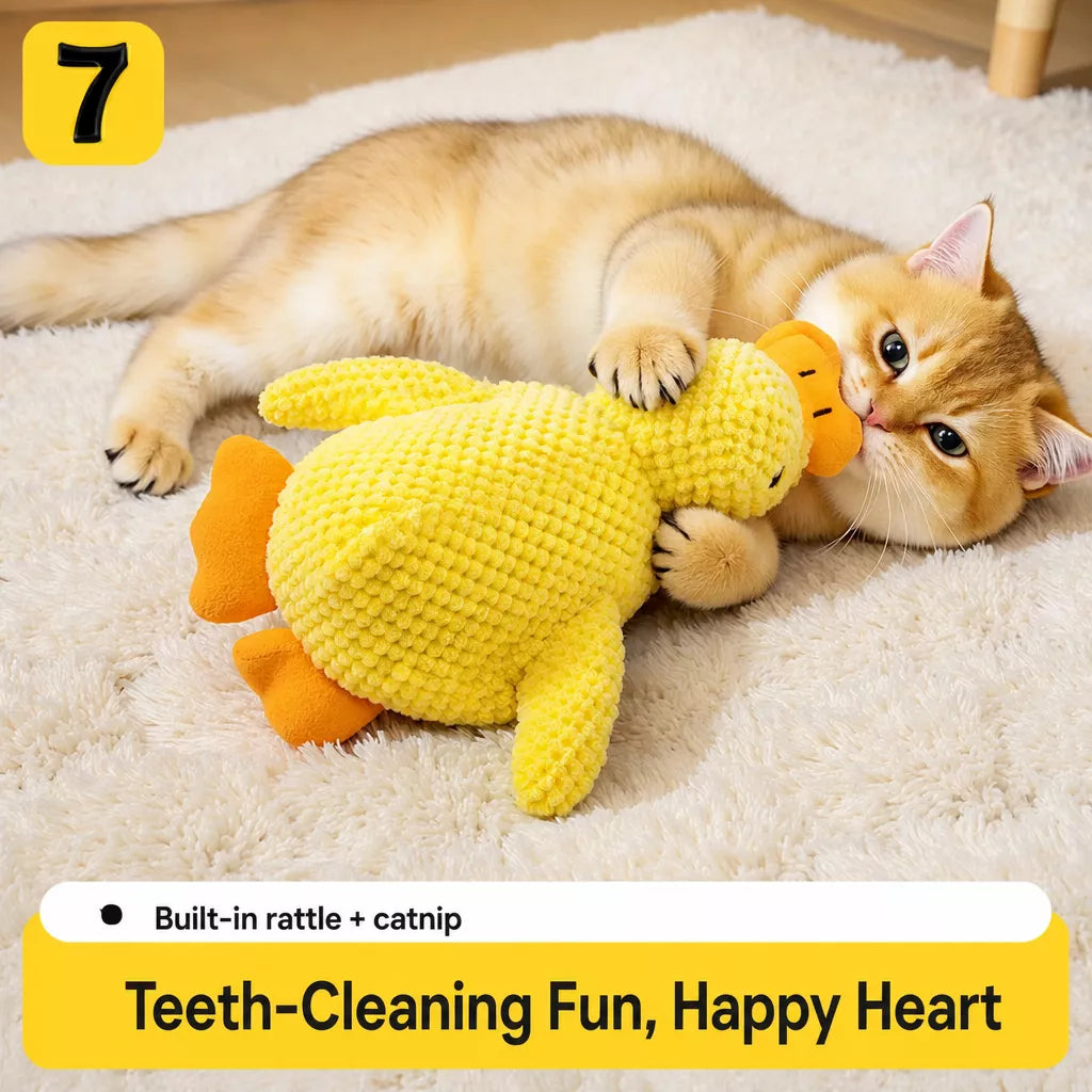 Plush Duck Cat Toy with Crinkle Paper and Catnip