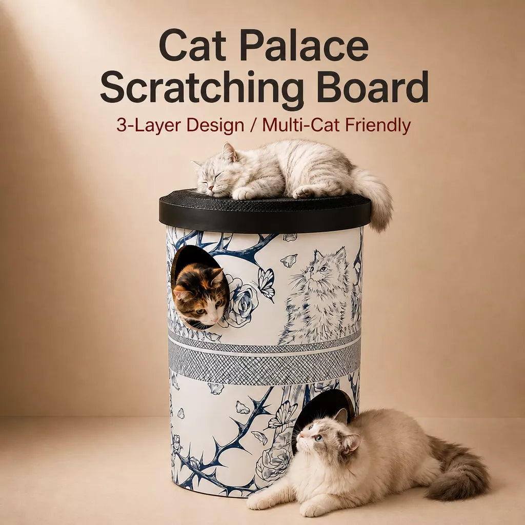 Three-Tier Corrugated Cardboard Cat Scratcher Hideaway