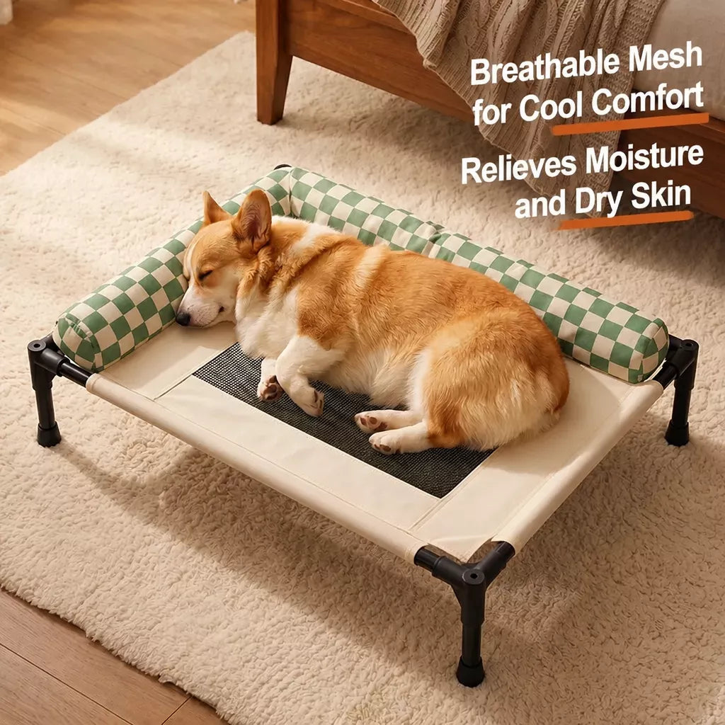 Portable Elevated Pet Cot Bed with Removable Cushion