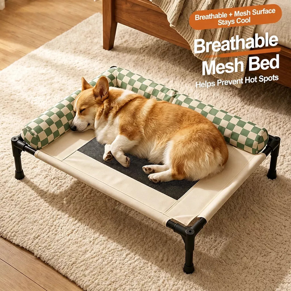 Portable Elevated Pet Cot for Dogs and Cats with Mesh Surface