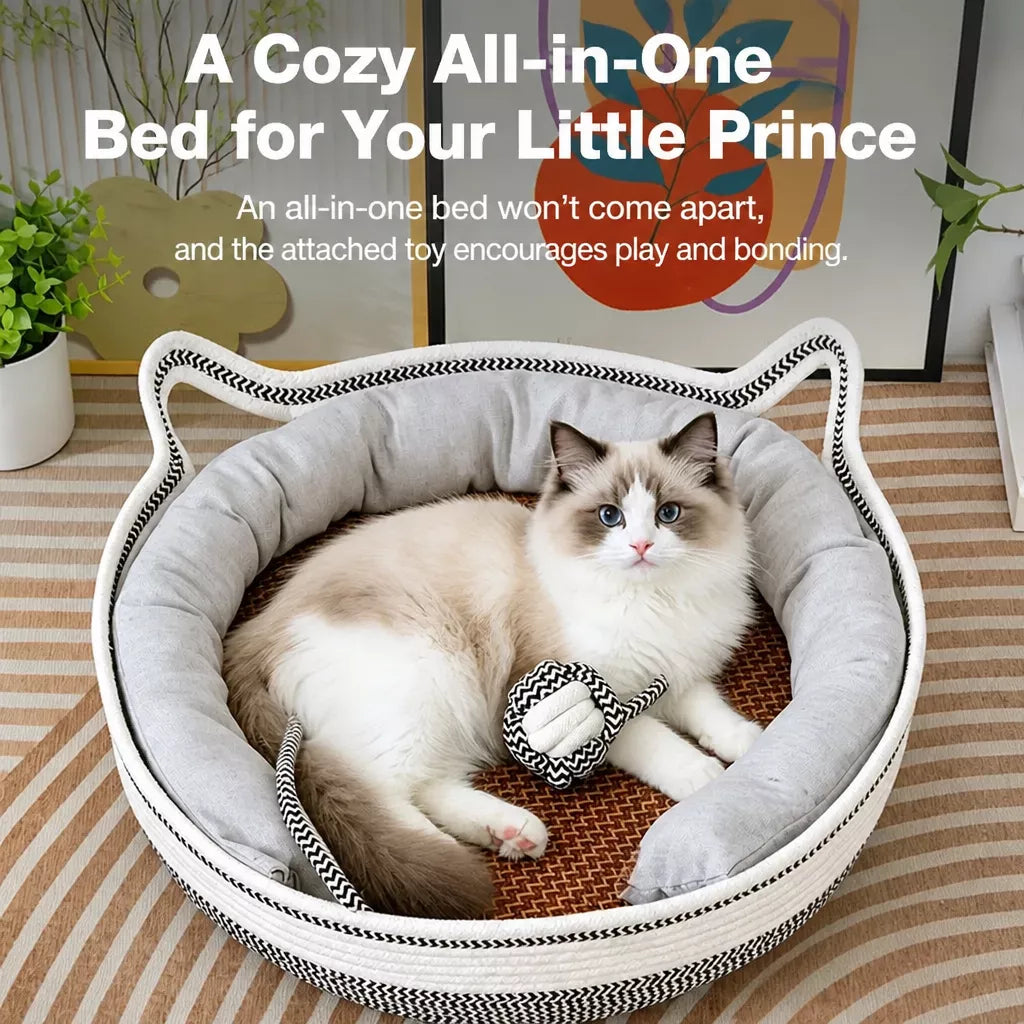 Cat Bed with Built-In Scratching Pad
