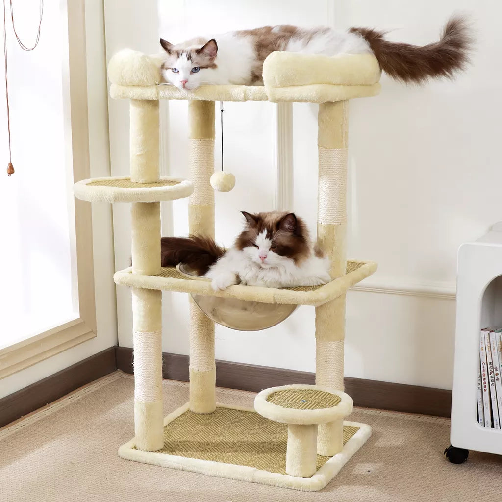 Compact Cat Tree with Space Capsule Hideaway and Perch