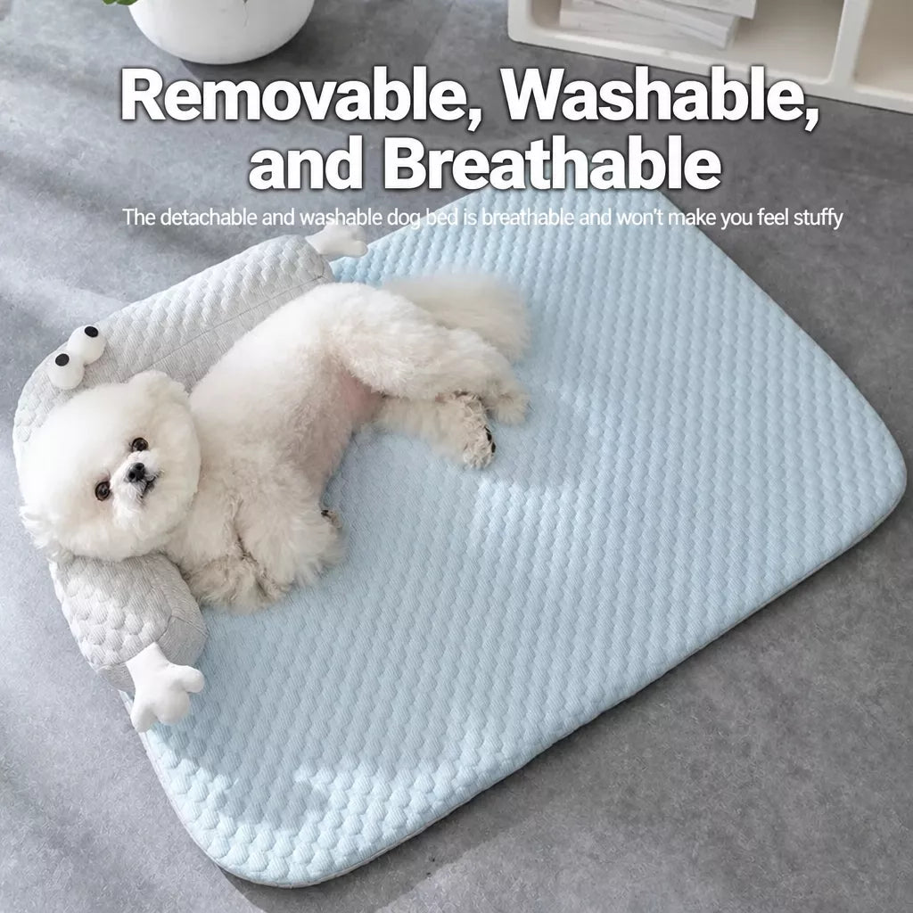 Washable Faux Cotton-Linen Pet Bed Mat for Dogs & Cats