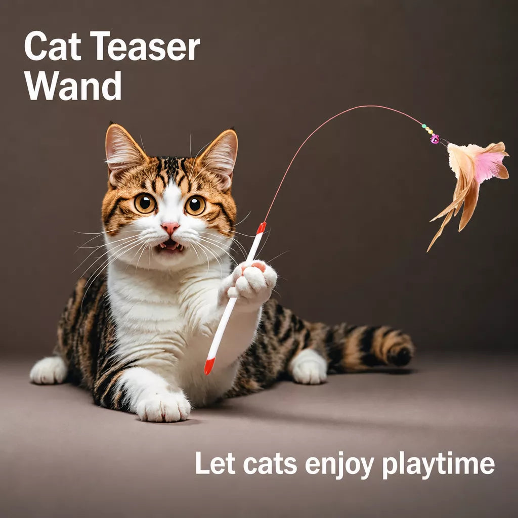 Cat Teaser Wand with Bell and Feather