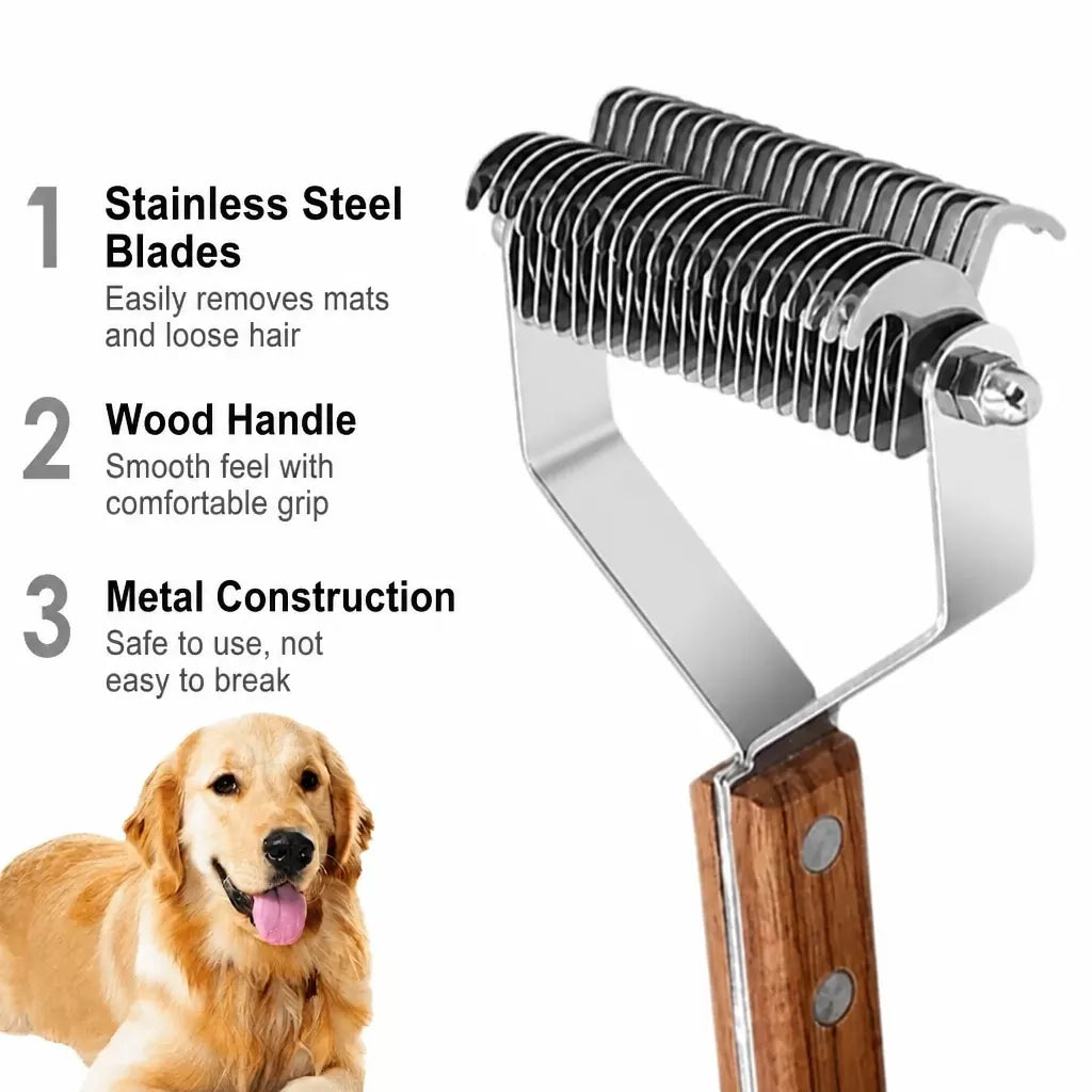 Double-Sided Dematting Comb for Medium to Large Dogs