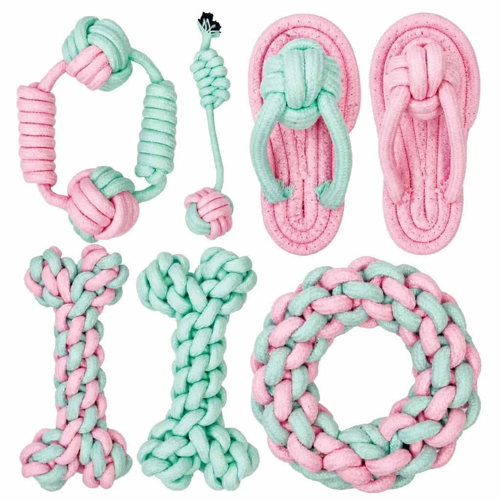 Knotted Cotton-Linen Chew Rope Toy for Small Dogs