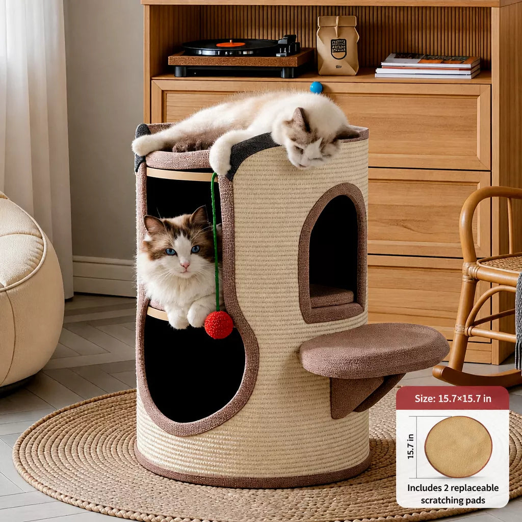 Cat Scratching Barrel Climbing Tower