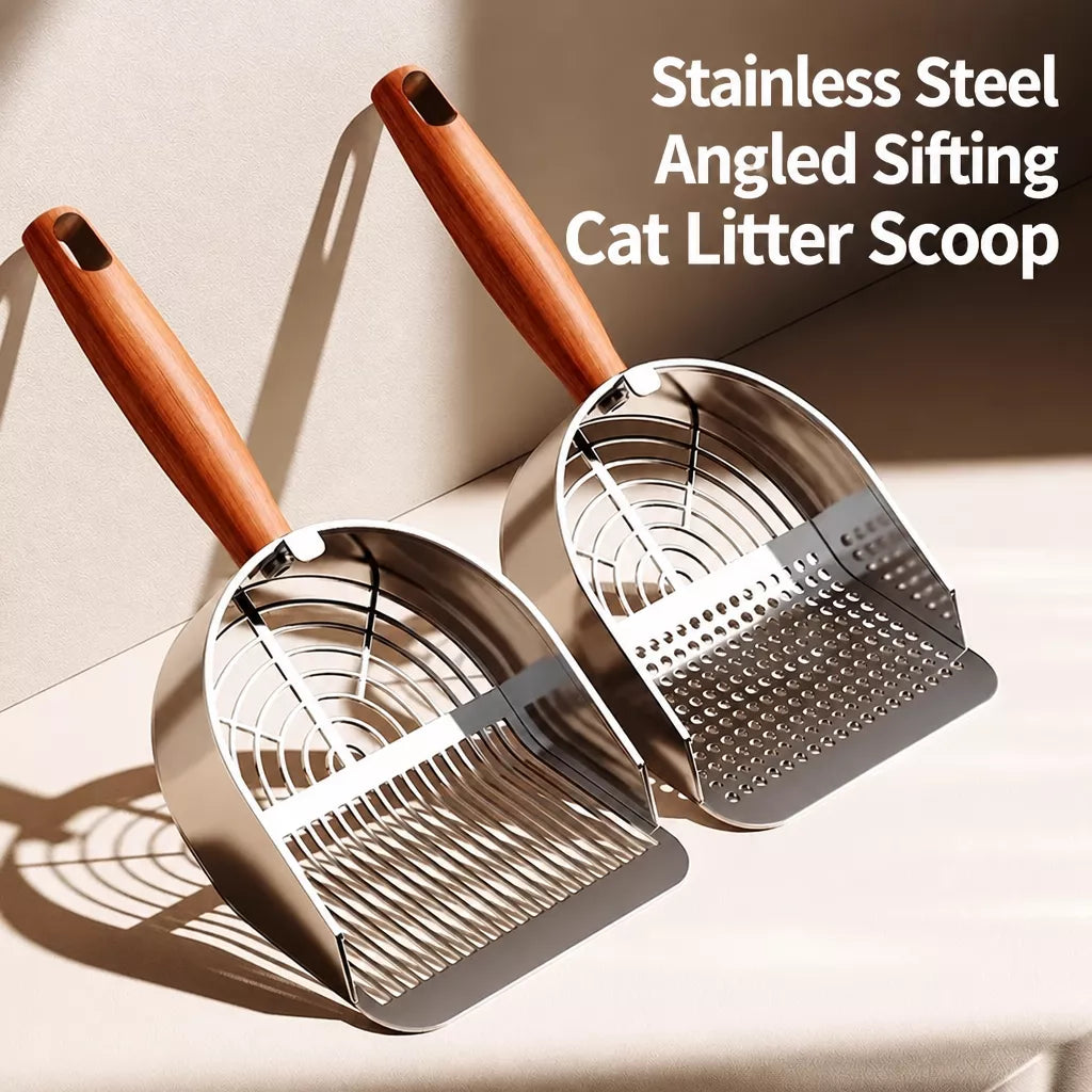 Metal Cat Litter Scoop with Slotted or Round-Hole Designs