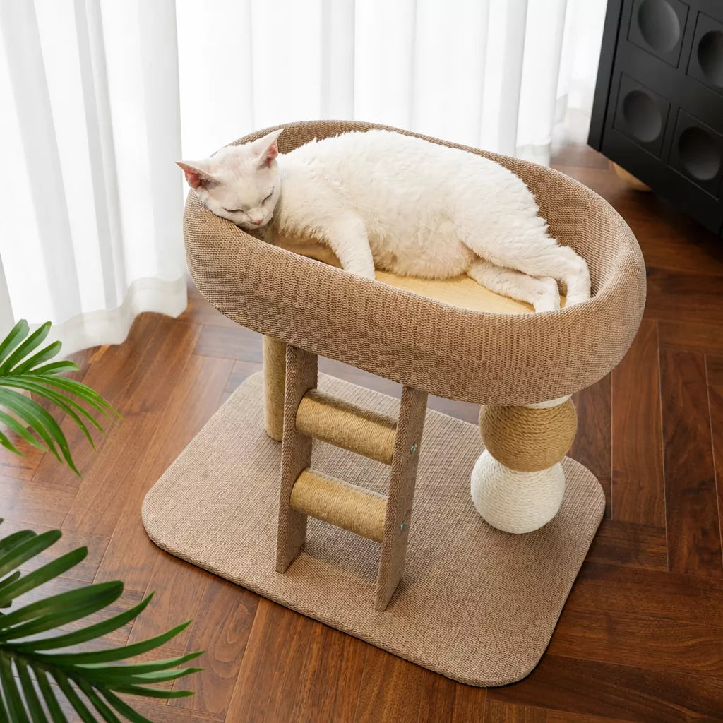 Low-Profile Cat Tree with Sisal Scratching Mat
