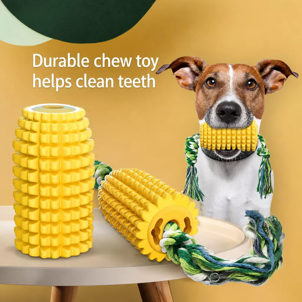 Corn-Shaped TPR Dog Chew Toy with Optional Squeaker