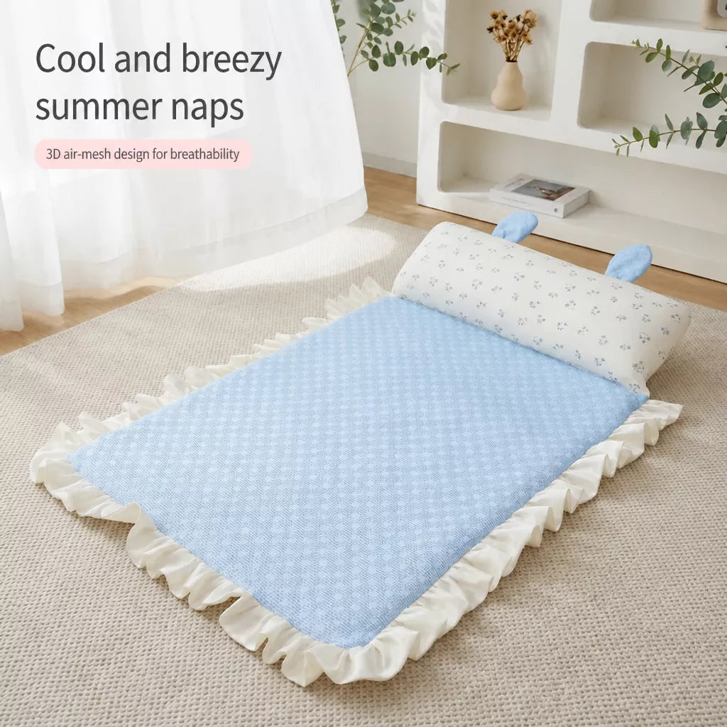 Pet Bed Mat with Bunny-Ear Pillow for Cats and Dogs
