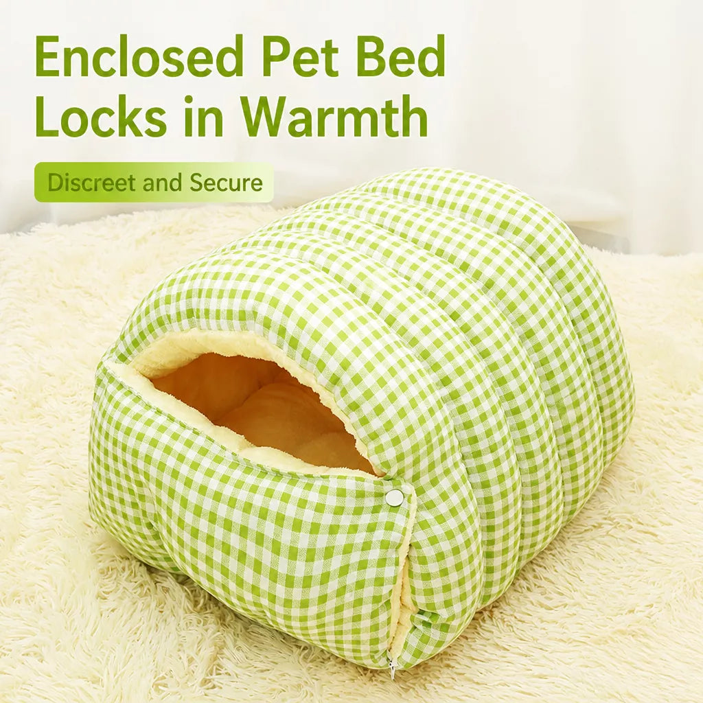 Enclosed Pet Bed with Open Entry for Cats and Small Dogs