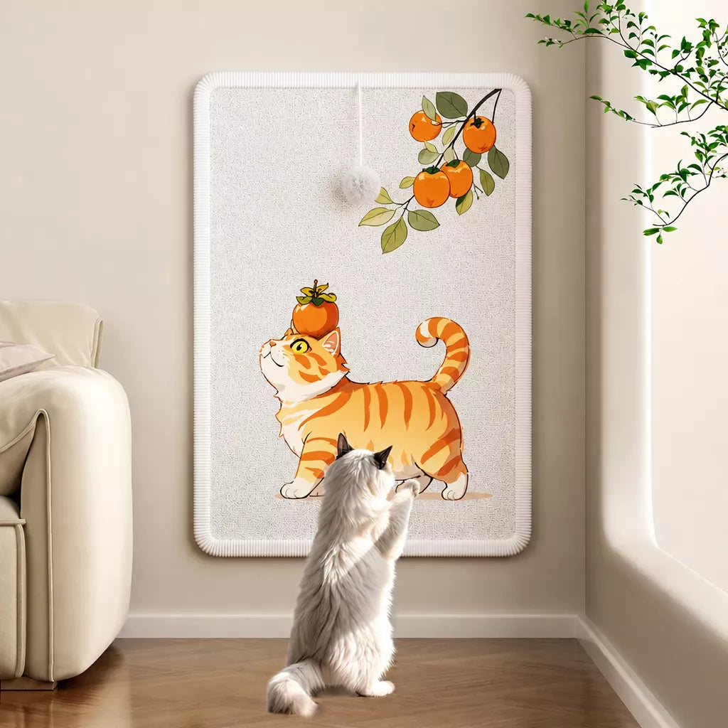 Adhesive Wall-Mounted Cat Scratcher with Braided Cotton Rope