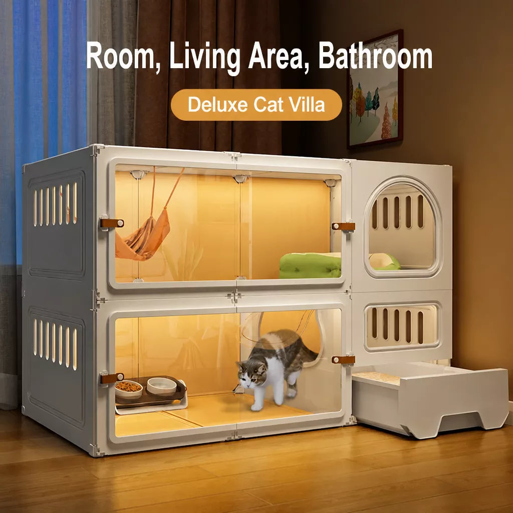 Indoor Cat Enclosure with Litter Box Area