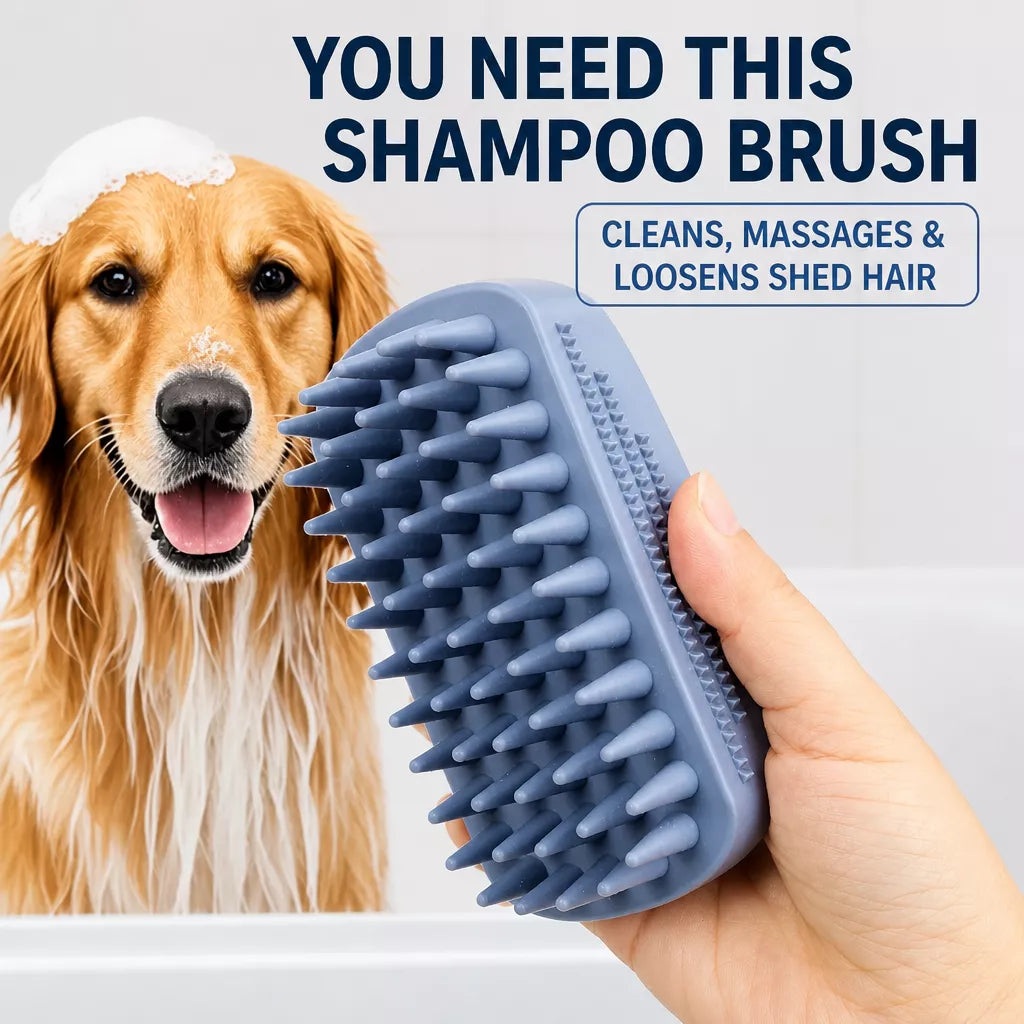 Silicone Pet Bath & Grooming Brush for Dogs and Cats