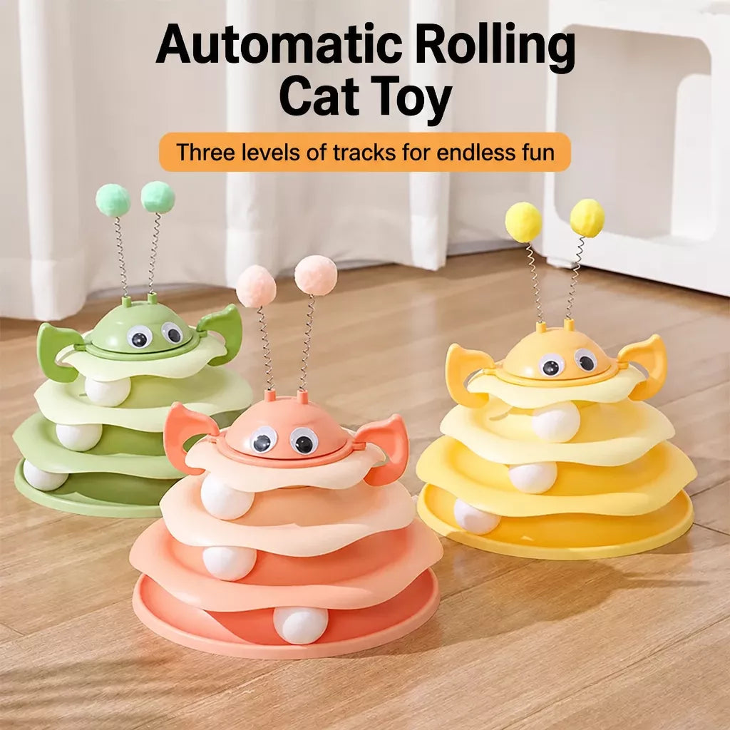 Cat Spinning Track Ball Toy with Tumbler Base