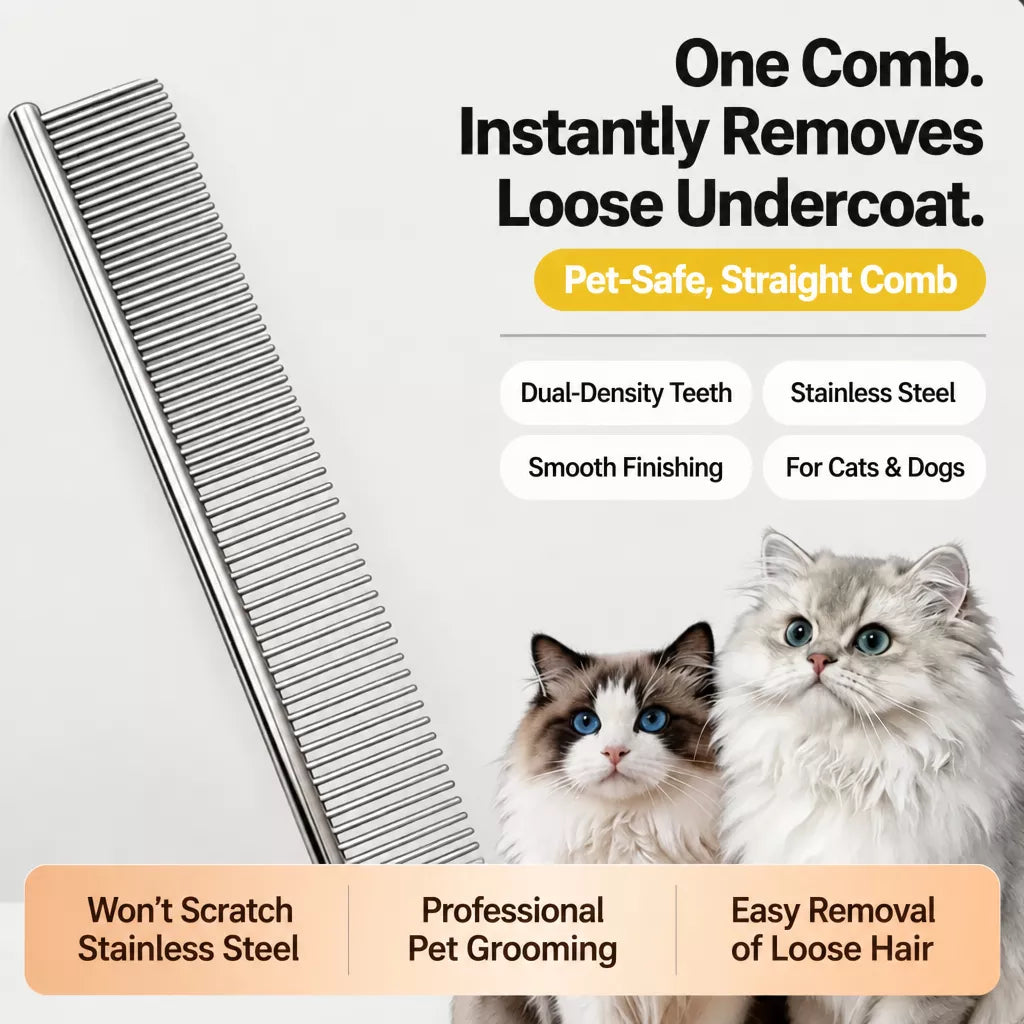 Stainless Steel Pet Grooming Comb for Cats and Dogs