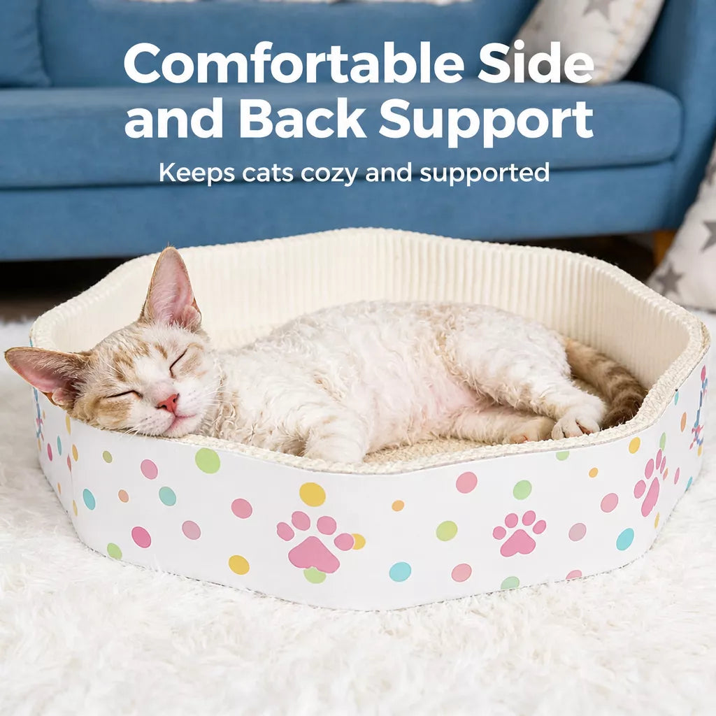 Petal-Shaped Corrugated Cardboard Cat Scratcher Bed