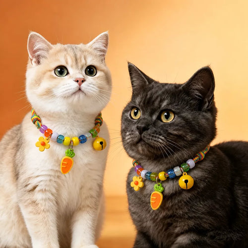 Adjustable Dog & Cat Collar with Bell and Wood Accent