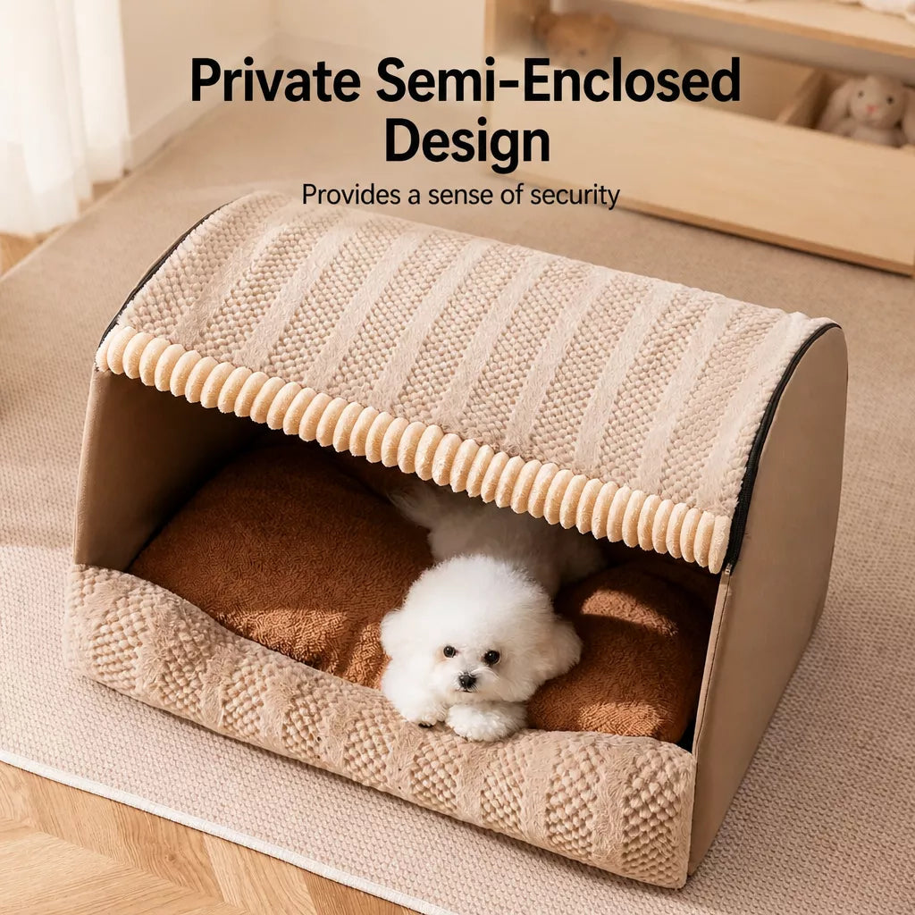 Covered Pet Bed for Dogs and Cats