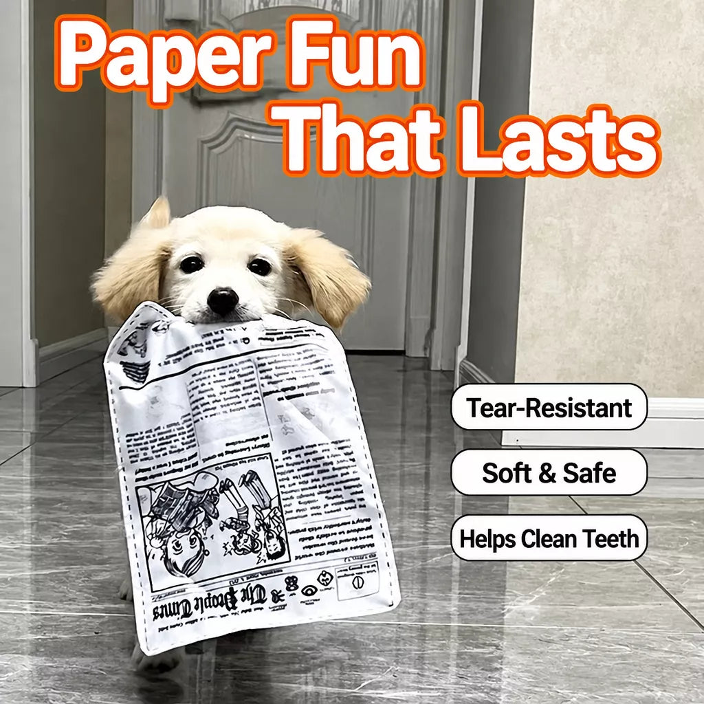 Squeaky Crinkle Dog Toy – Newspaper-Inspired Interactive Toy